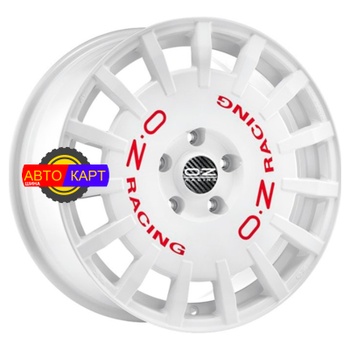 8x17/5x100 ET48 D68 Rally Racing Race White + Red Lettering